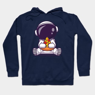 Cute Astronaut Eating Pizza Cartoon Hoodie